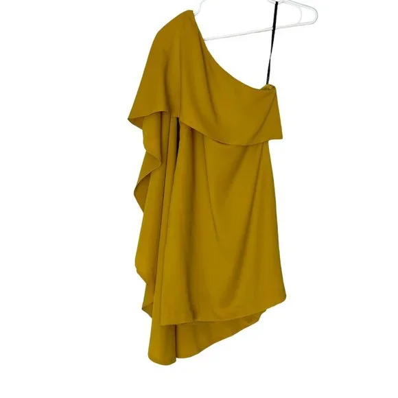 Marciano Dresses | Marciano Golden Yellow One Shoulder Cape Mini Dress Size Xs | Color: Gold/Yellow | Size: Xs | Pm-25165347'S Closet